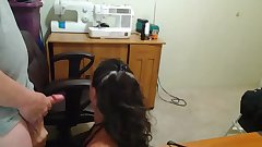 Old mom office blowjob