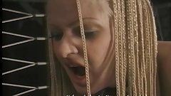Sexy long haired slave meets the flogger for the first time