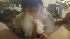 Sadeski loves to blow clouds on cock