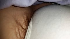 a sneaky feel of her dreaming hairy pussy in white pantys