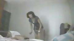 Filthy hidden cam video of my slutty mom masturbating on bed