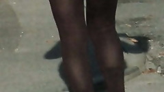 Sexy mature walks through Aylesford in see through leggings